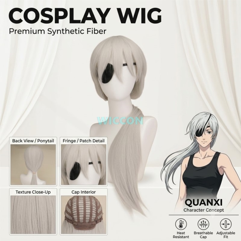 Anime Cosplay Long Hair - Anime Quaanxi Cosplay Silbergraue lange Perücke