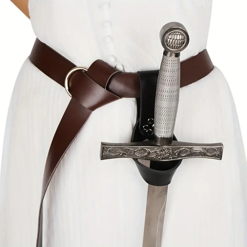 Anime Cosplay Sword - Wikinger Retro-Leder-Cosplay-Gürtel mit Schwertfach – Edles