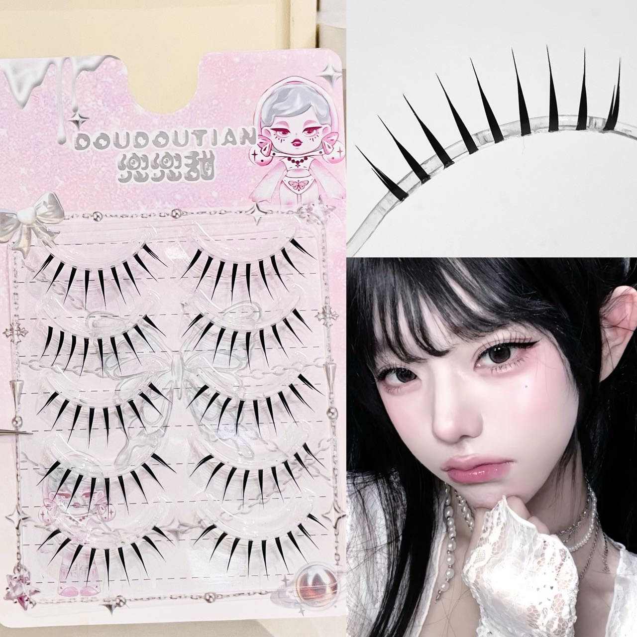Anime Cosplay Lashes - Doudoutian Wet-Look Spiky Full Strip Manga