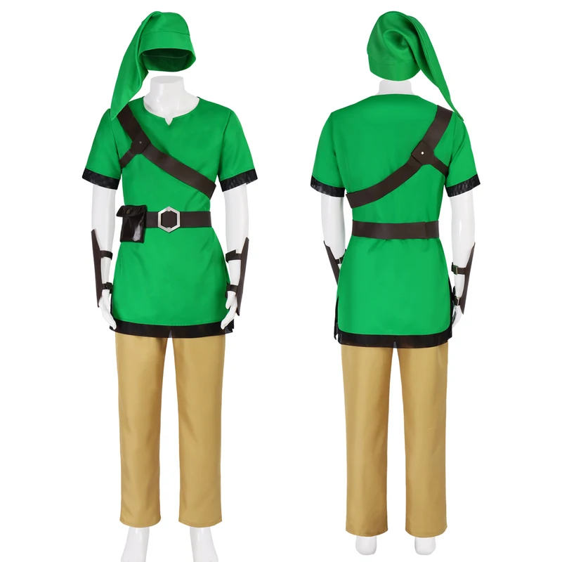 Cosplay Anime Expo - COSClassic Link Cosplay-Kostüm-Set, grüne Tunika, braune
